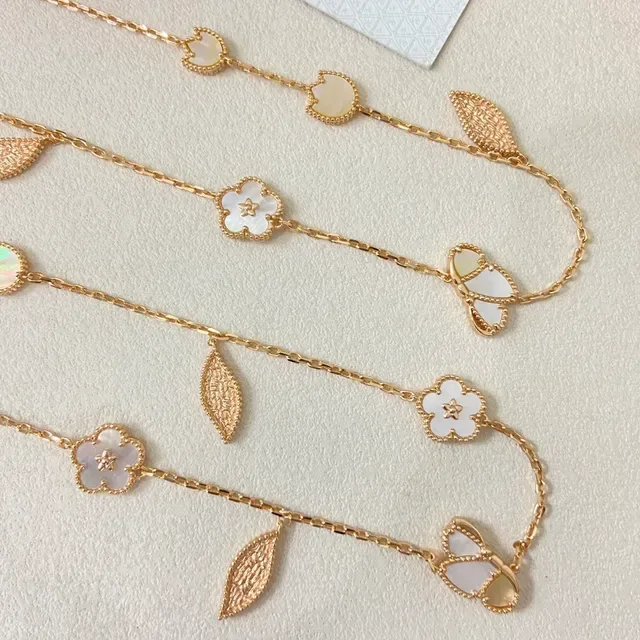 Colar Corrente Ouro Branco Pingente Madrepérola Floral 5