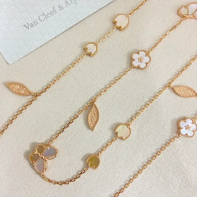 Colar Corrente Ouro Branco Pingente Madrepérola Floral 6