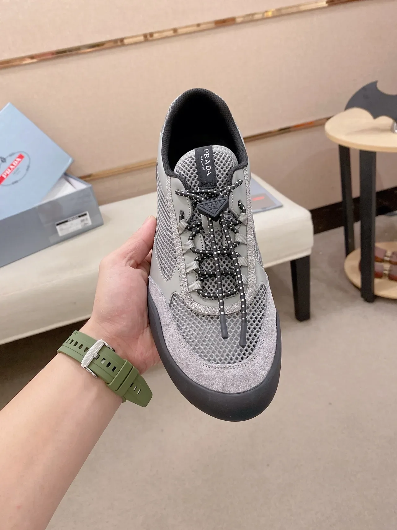 Gray and Black Mesh Suede Lifestyle Sneaker 5
