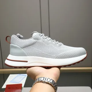 Gray Brown Knit Upper Sculpted White Midsole Sneakers