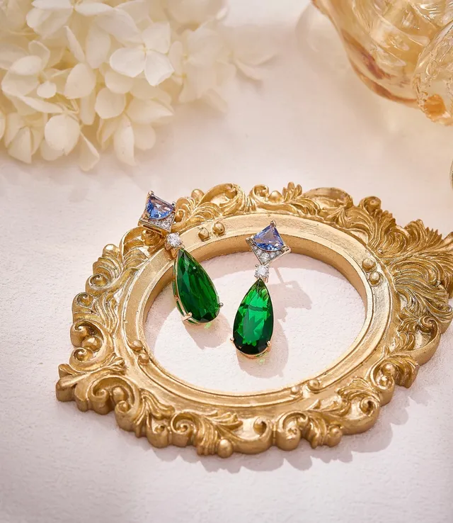 Green and Blue Multi-Stone Drop Earrings 5