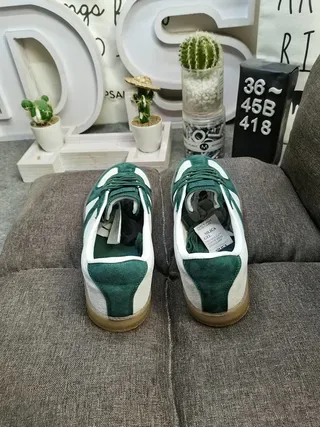 Green and White Suede Panel Sneakers 8