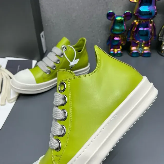 Green White Low-Top Leather Upper Sneakers 7