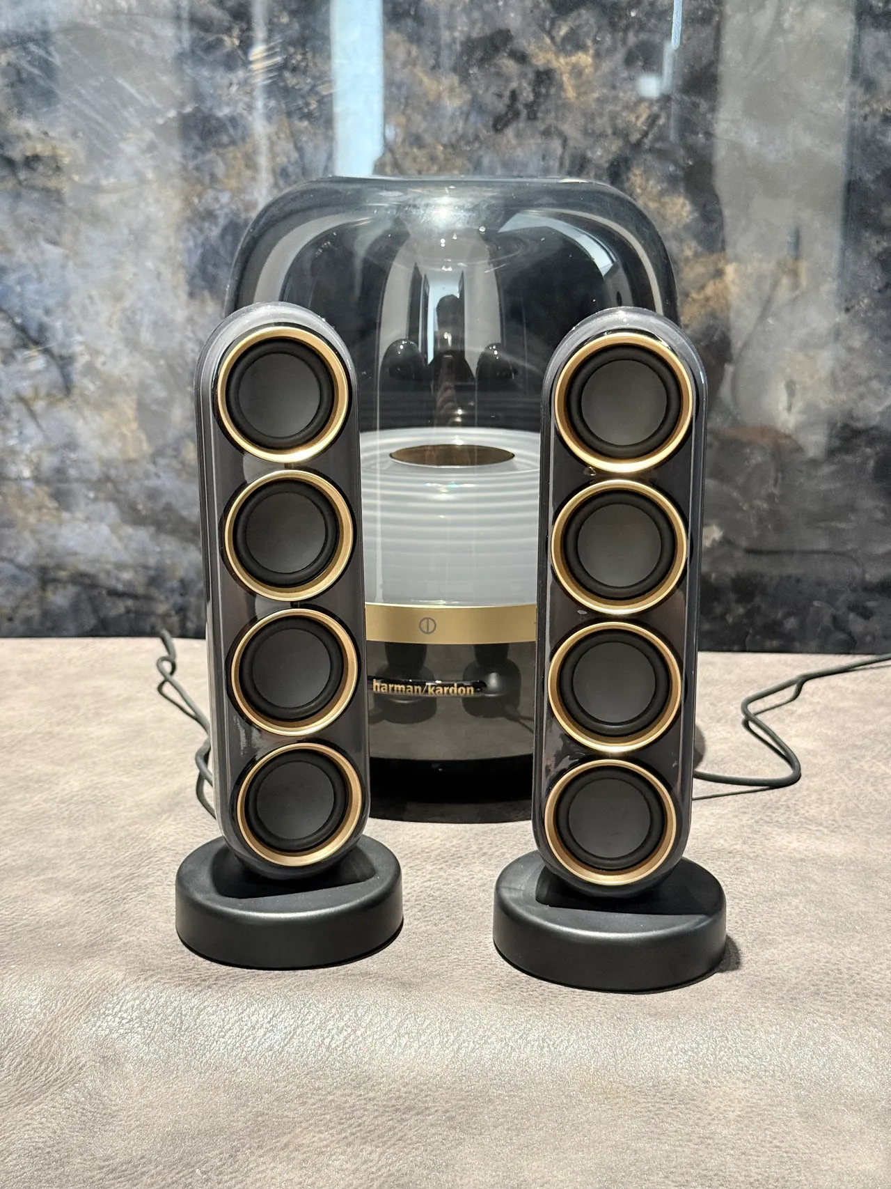 harman/kardon Azul Dorado Cúpula Transparente Driver de Anillo Concéntrico Iluminado Altavoz Portátil 20