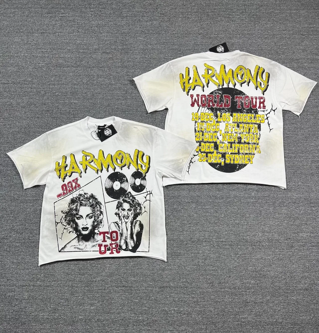 Camiseta Harmony World Tour com estampa gráfica e lavagem desgastada 2