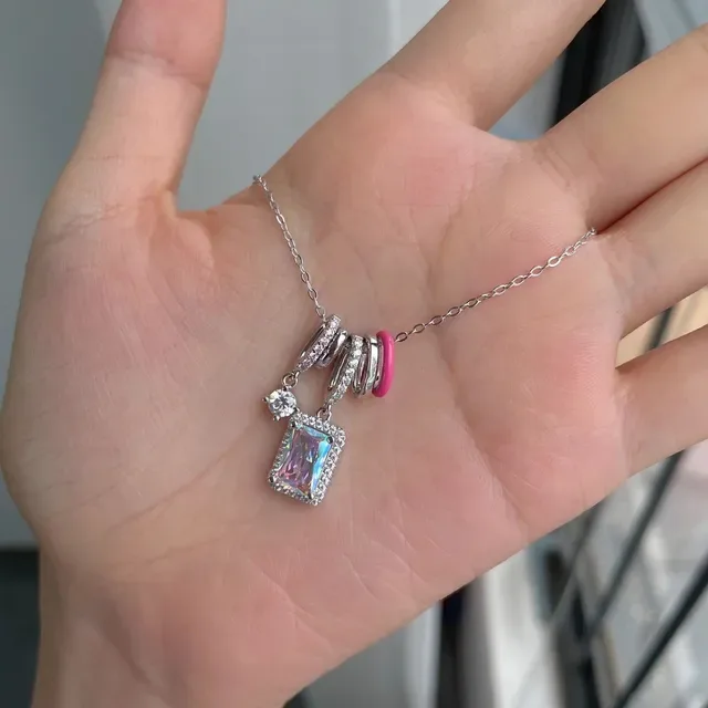 HEFANG Multi-Charm Enamel and Crystal Pendant Necklace 5