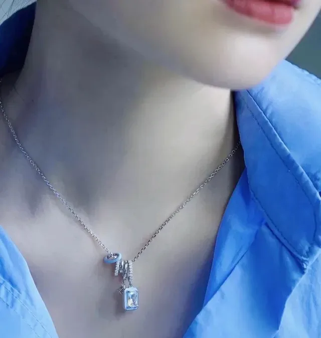 HEFANG Multi-Charm Enamel and Crystal Pendant Necklace 7