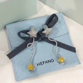 HEFANG রুপো হলুদ তারার আকারের পাভে-সেট কানের দুল