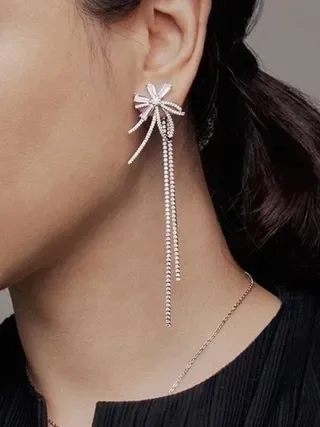 HEFANG Starburst Crystal Tassel Earrings 2