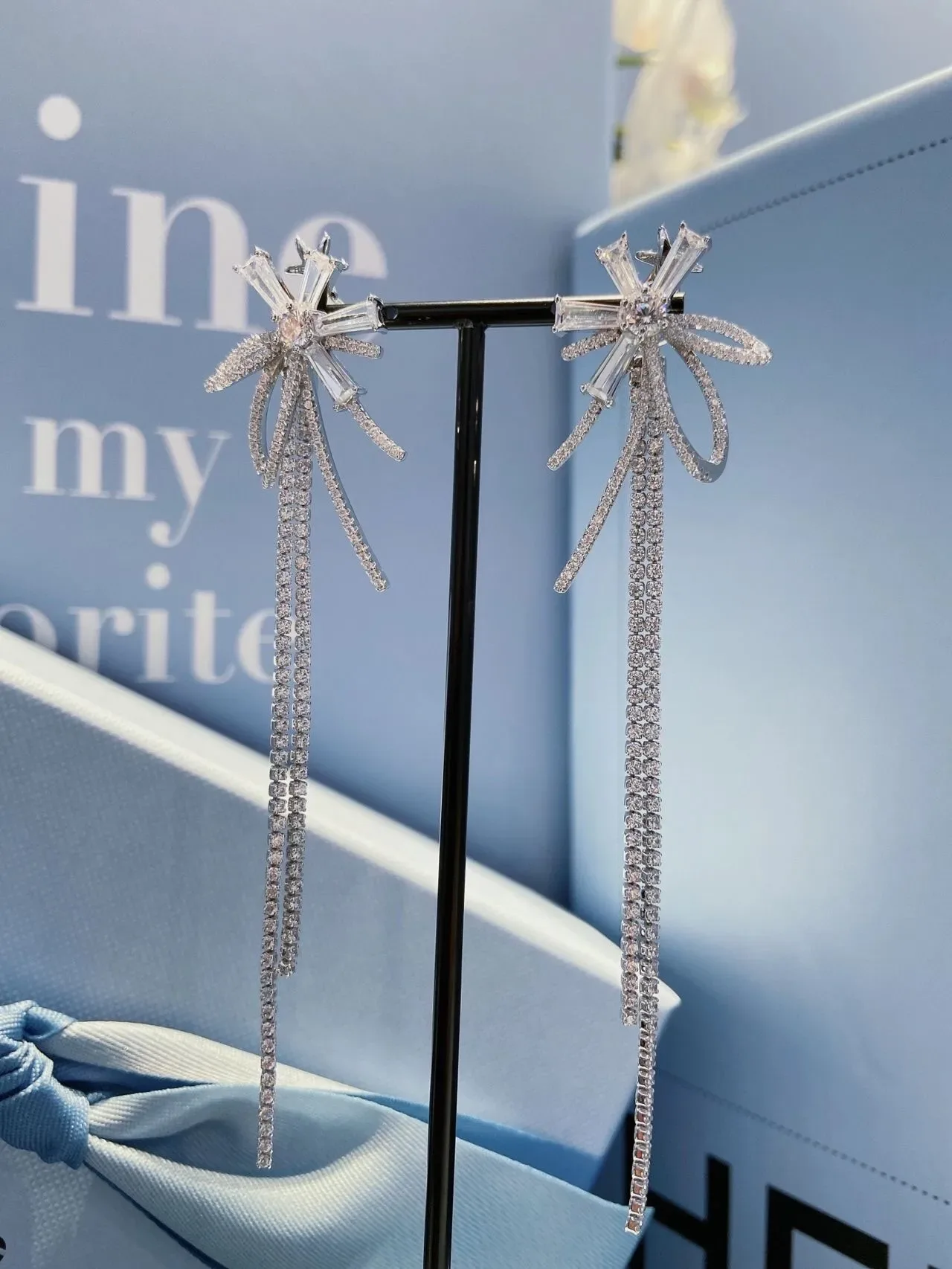 HEFANG Starburst Crystal Tassel Earrings 4