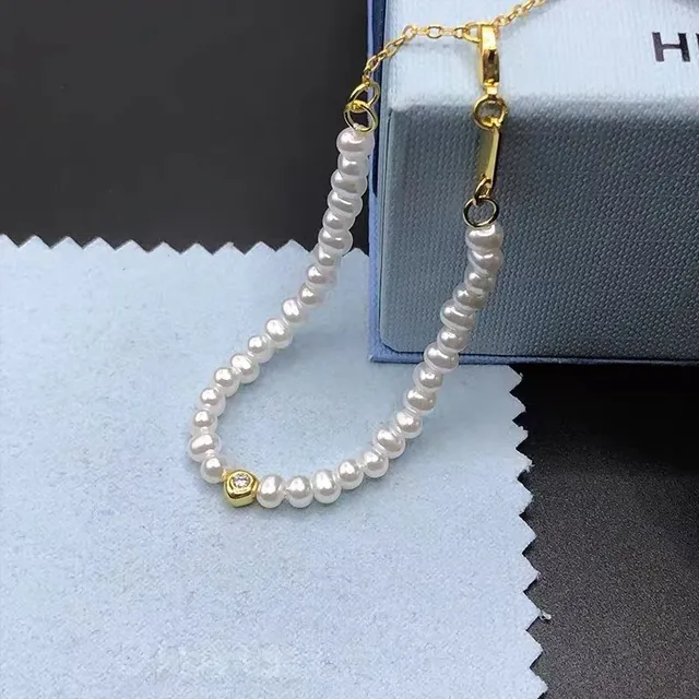 HEFANG White Gold Pearl Strand Hardware Bracelet 5