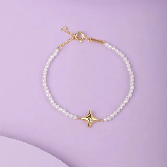 HEFANG White Gold Pearl Strand Hardware Bracelet 6