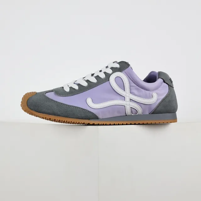 Lavender and Gray Retro Runner Sneakers 9