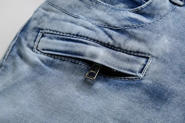 lavage clair distressed Moto-Panel jeans 10