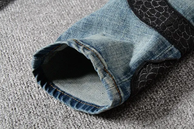 浅洗 distressed snake 刺绣 slim-fit 牛仔裤 8