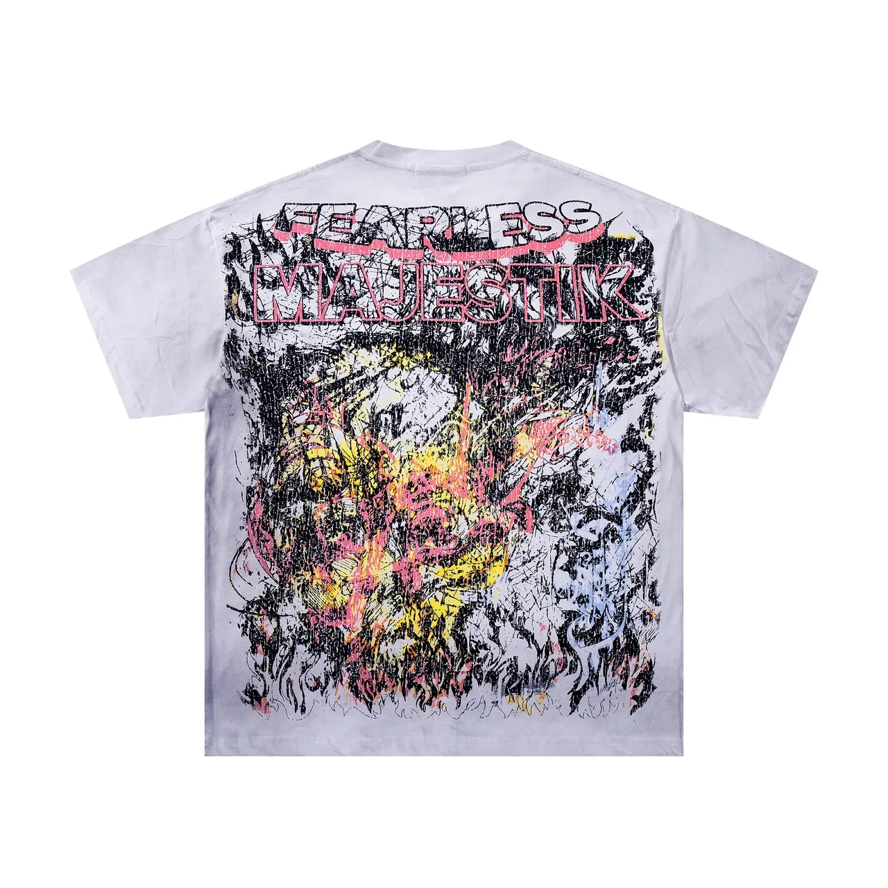 MAJESTIK Distressed Graffiti Print Oversized T-Shirt 3