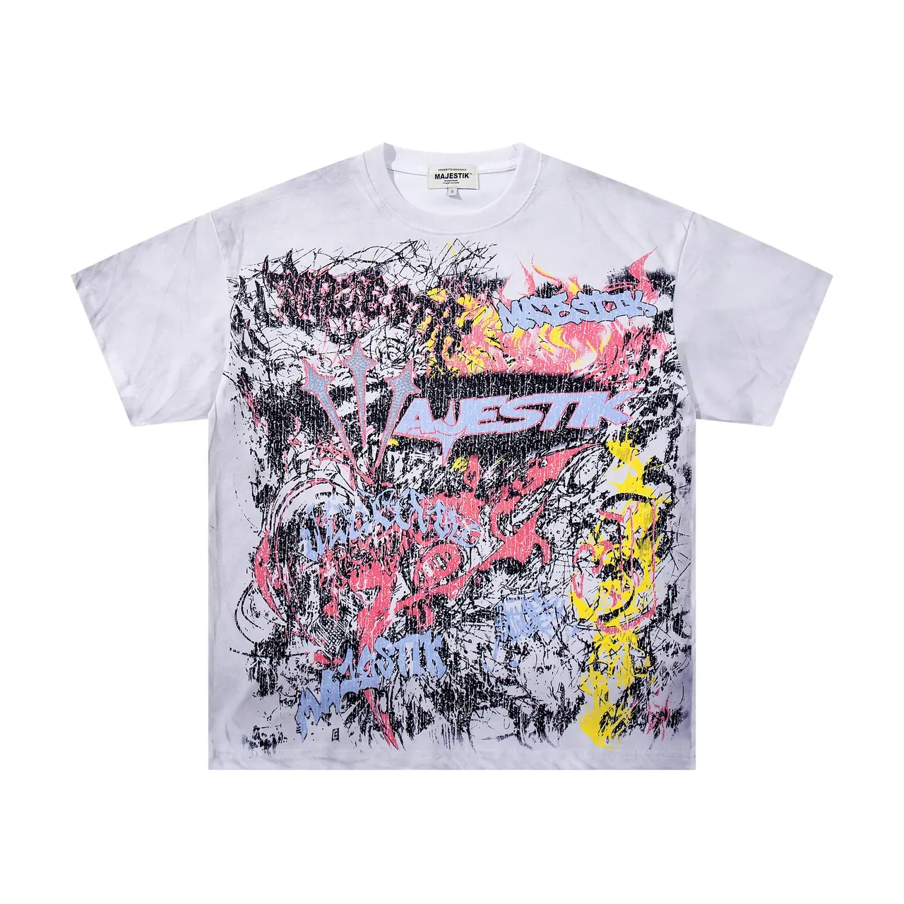 MAJESTIK Distressed Graffiti Print Oversized T-Shirt 4