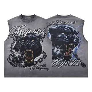 Majestik Graphic Panther Studded Vest Top