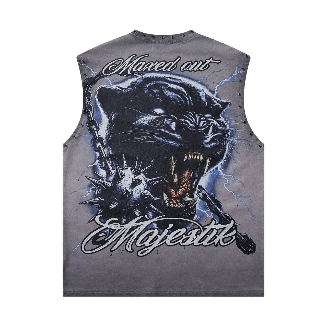 Majestik Top de Gilet avec Impression Panthère et Clous 4