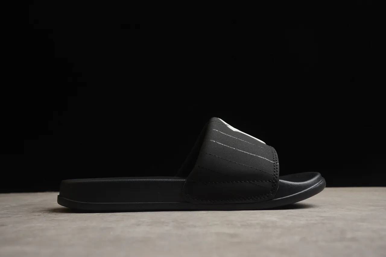 Matte Black Single-Strap Flat Sole Slipper 12