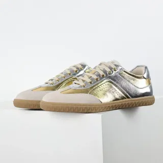Metallic Two-Tone Suede and Leather Low-Top Lifestyle Sneakers
