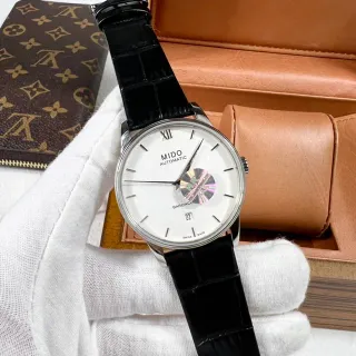 Mido Baroncelli White Dial Black Alligator Strap Mechanical Watch