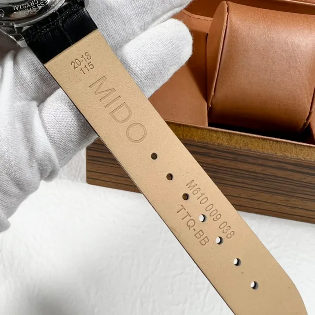 Mido Baroncelli White Dial Black Alligator Strap Mechanical Watch 4