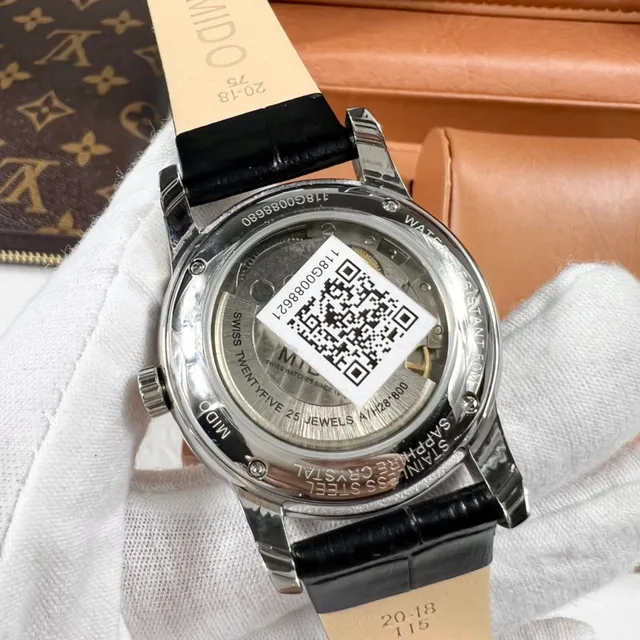 Mido Baroncelli White Dial Black Alligator Strap Mechanical Watch 5
