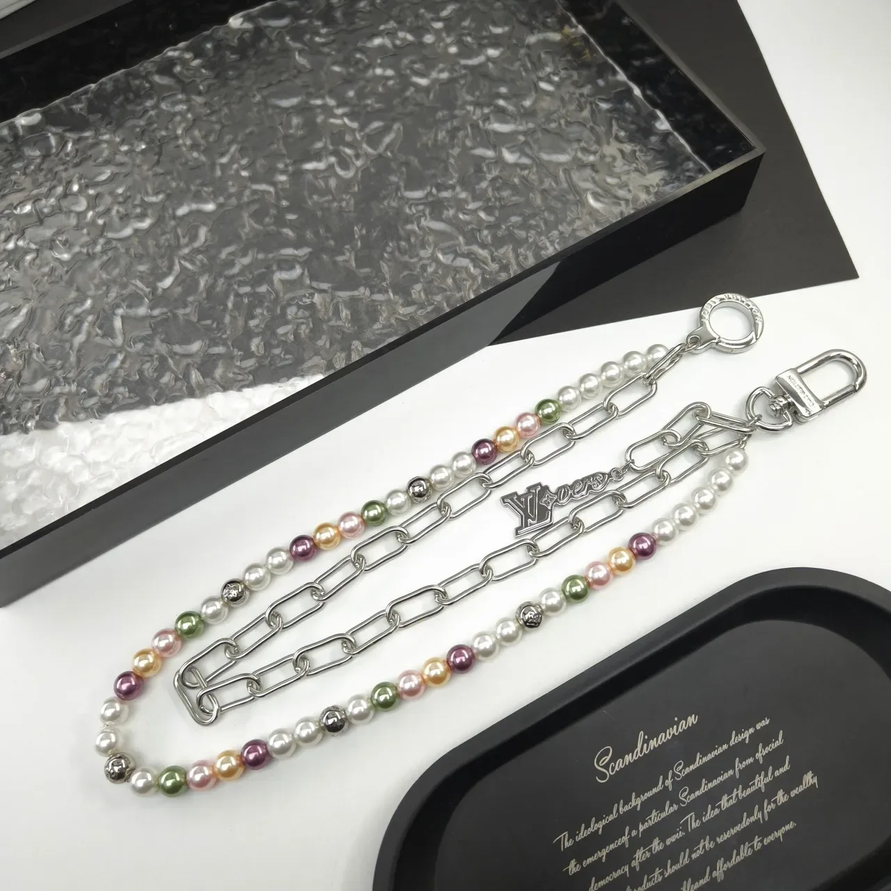 Multicolor Pearl and Silver-Tone Layered Chain Necklace 8