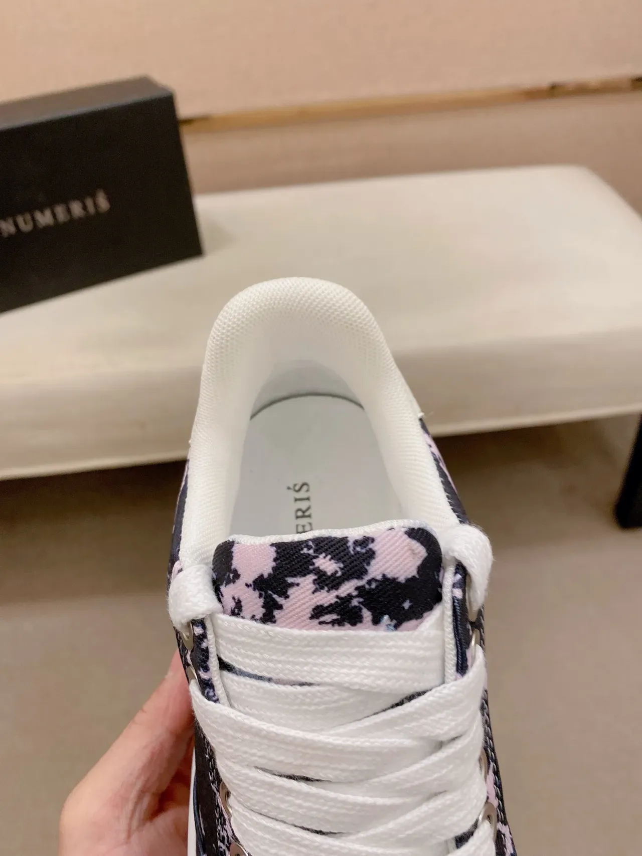 Navy and Pink Abstract Print Platform Sneaker 3