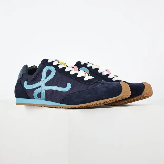 Navy Blue and Light Blue Embroidered Logo Lifestyle Sneakers 3