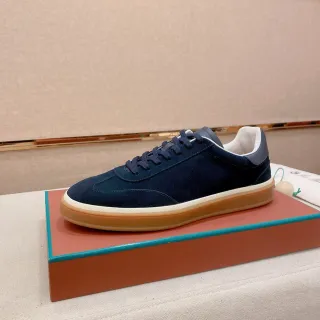Navy Brown Suede Upper Gum Rubber Sole Sneakers