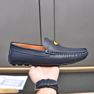 Mocasín Navy Gold Cuero con Ornamento Horsebit