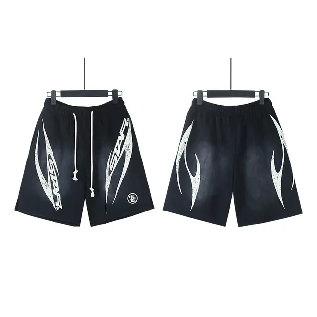 Navy White Elastic Waistband Drawstring Closure Shorts 4