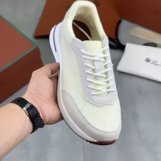 Off-White and Beige Mesh-Suede Low-Top Lifestyle Sneaker