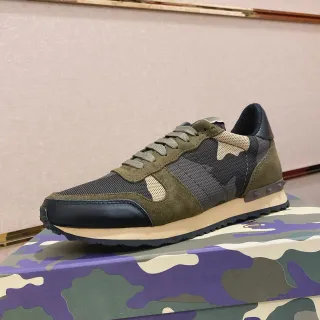 Zapatillas Runner Retro Verde Oliva y Negro Material Mixto