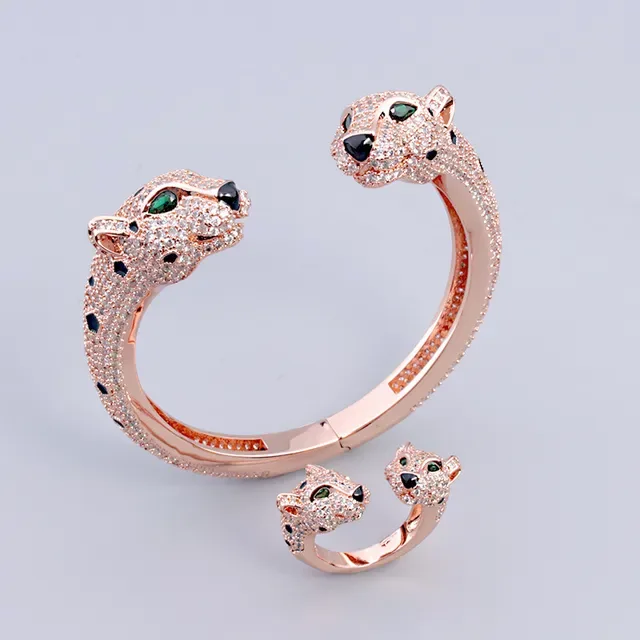 Panther-Head Pavé Crystal Cuff Bracelet 5