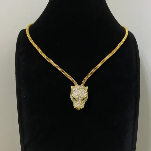 Pavé Panther Head Mesh Chain Layered Necklaces 4