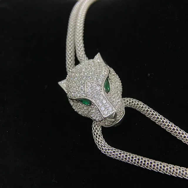 Pavé Panther Head Mesh Chain Layered Necklaces 5