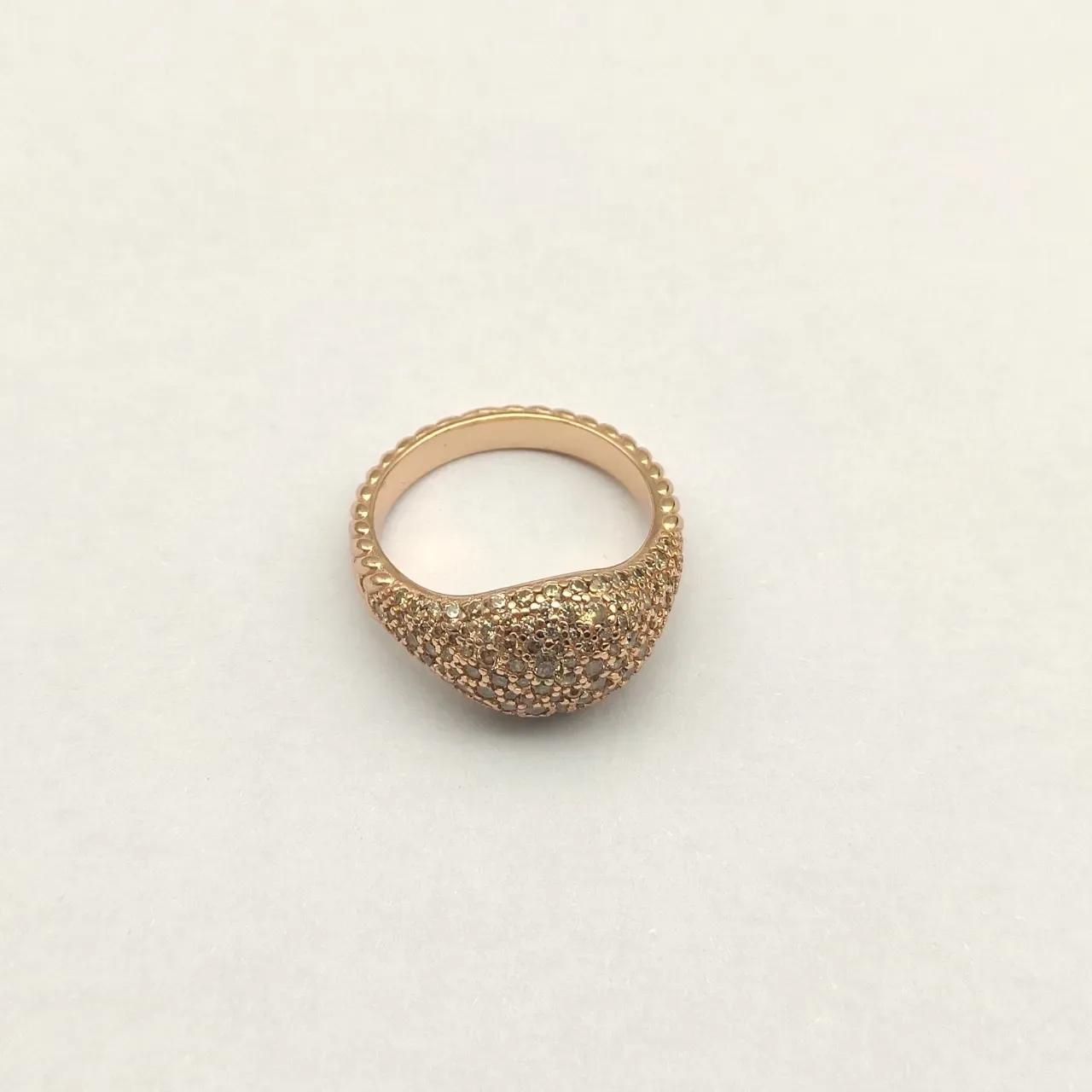 Pavé-Set Anillo de oro rosa diamantes champagne forma orgánica 2