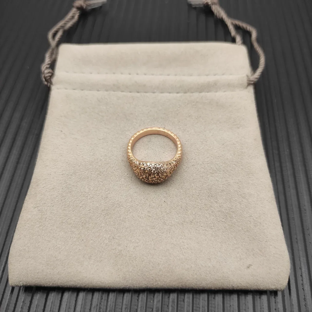 Pavé-Set Anillo de oro rosa diamantes champagne forma orgánica 4
