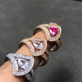 Pear-Shaped Gemstone Pavé Halo Triangular Frame Rings