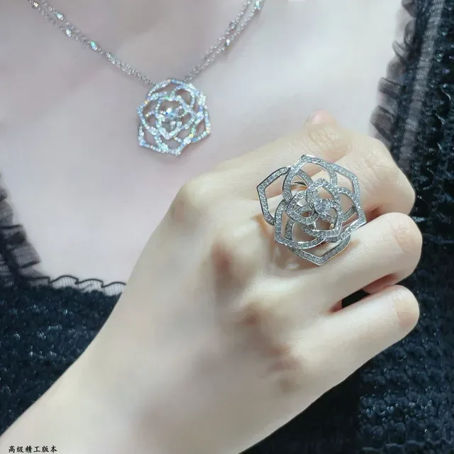 Piaget Rose Collection Openwork Pavé Diamond Ring 8