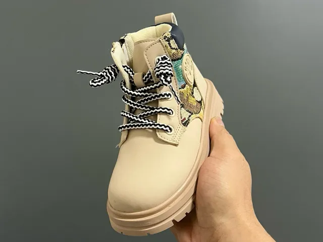 Pink Beige Chunky Lug Sole Work Boot 16