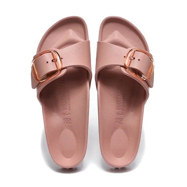 Pink Gold Molded Rubber Single Strap Slippers 2