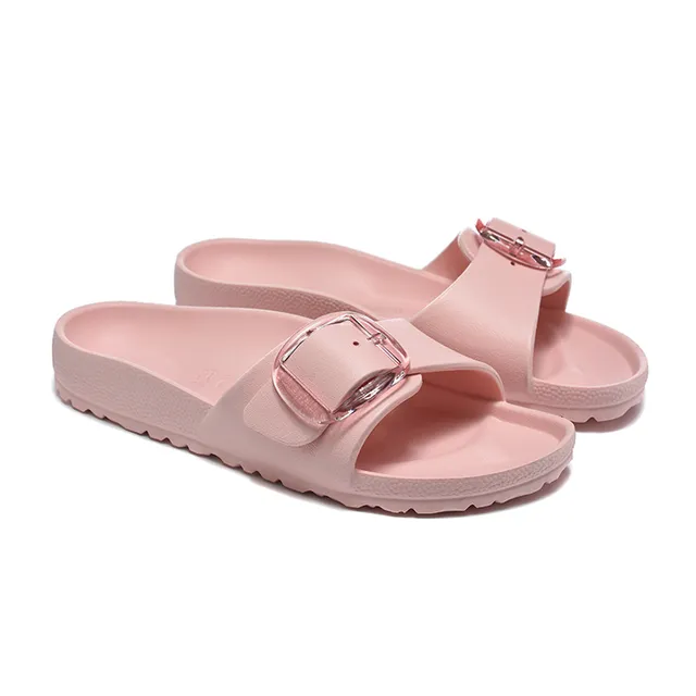 Pink Transparent Molded Construction Single Strap Slippers 4