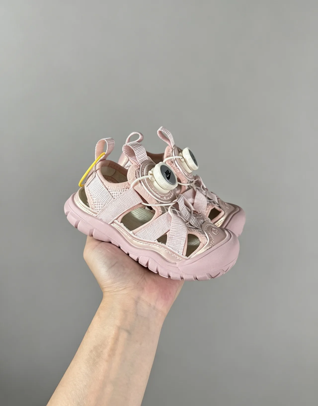 Pink Yellow Multi-Strap Adjustable Dial Closure Casual Sandals 21