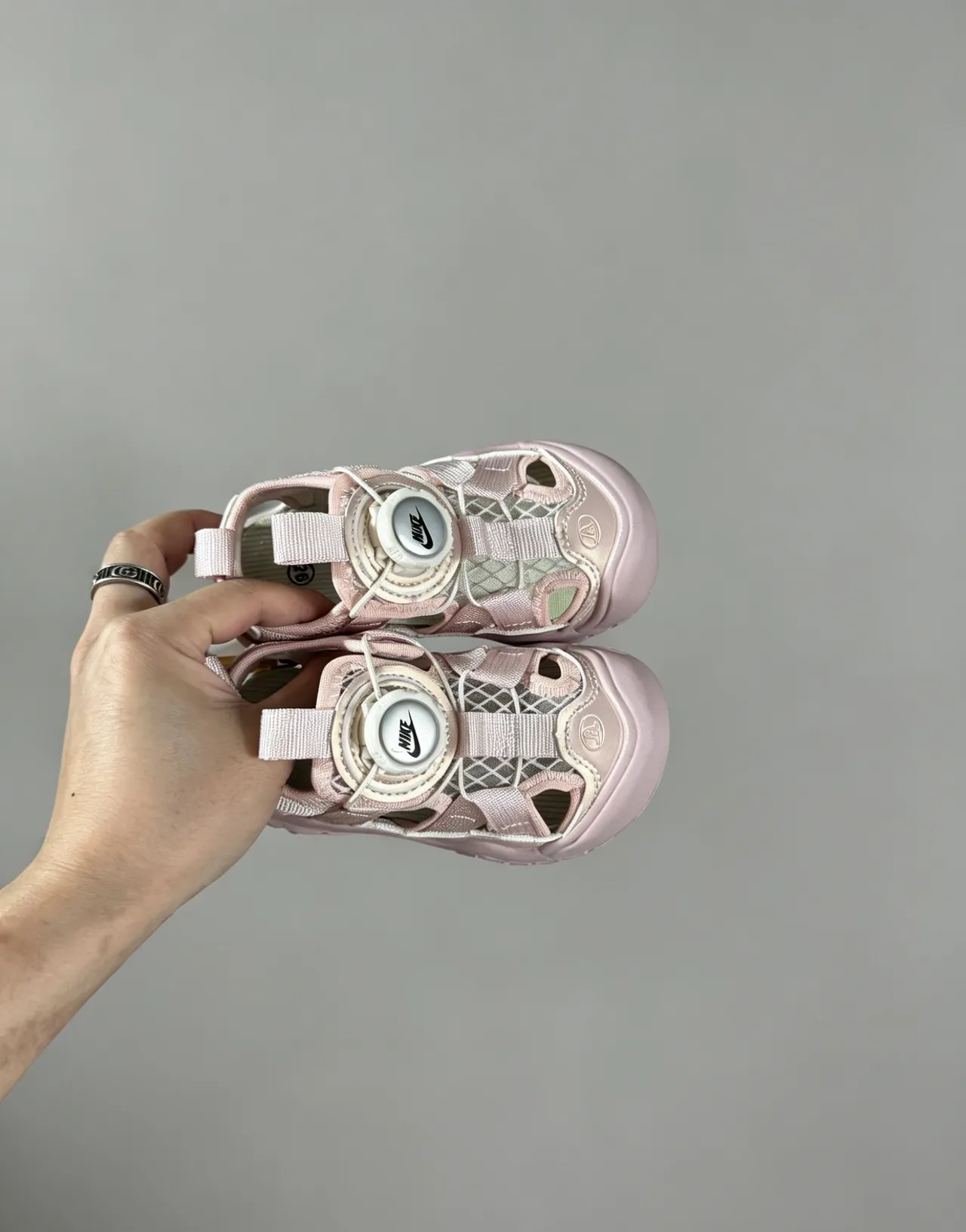 Pink Yellow Multi-Strap Adjustable Dial Closure Casual Sandals 22