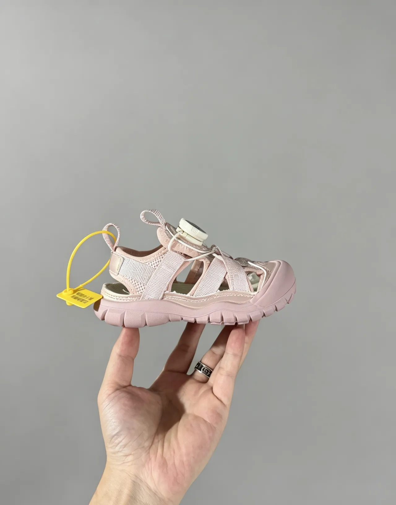 Pink Yellow Multi-Strap Adjustable Dial Closure Casual Sandals 23