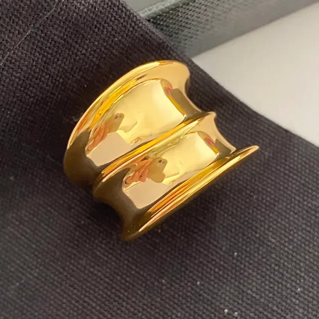 Anel Minimalista Empilhado em Ouro Polido 6
